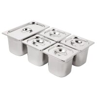 Vogue Edelstahl Gastronorm Schalen Set 1/3 und 4 x 1/6...