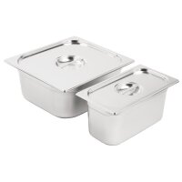 Vogue Edelstahl Gastronorm Schalen Set 1/3 und 2/3 mit...
