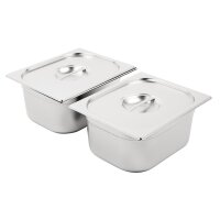 Vogue Edelstahl Gastronorm Schalen Set 2 x 1/2 mit Deckeln