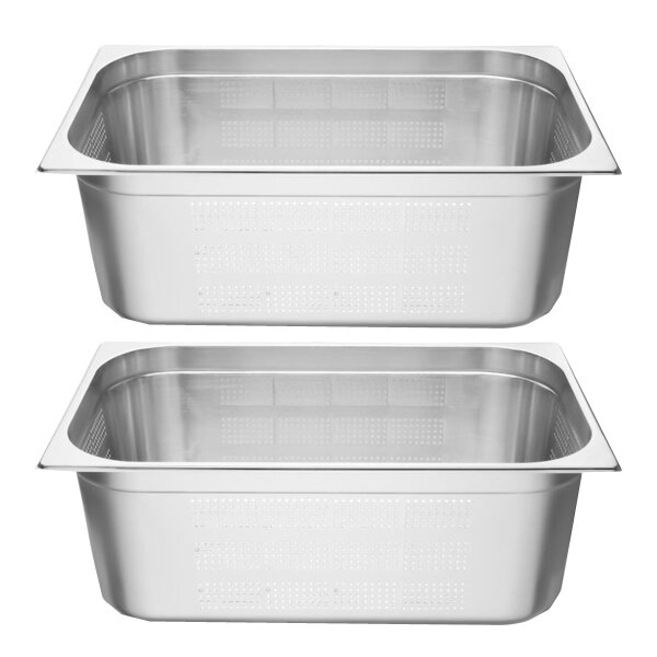 Vogue GN-Behälter GN1/1 - 20cm - 2 Behälter - Edelstahl gelocht