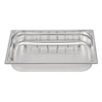 Vogue Strapazierfähiger GN-Behälter GN1/1 - 10cm - 2 Stück - Edelstahl gelocht