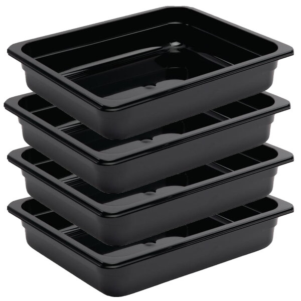 Vogue GN-Behälter GN1/2 - 6,5cm - 4 Behälter - Polycarbonat schwarz