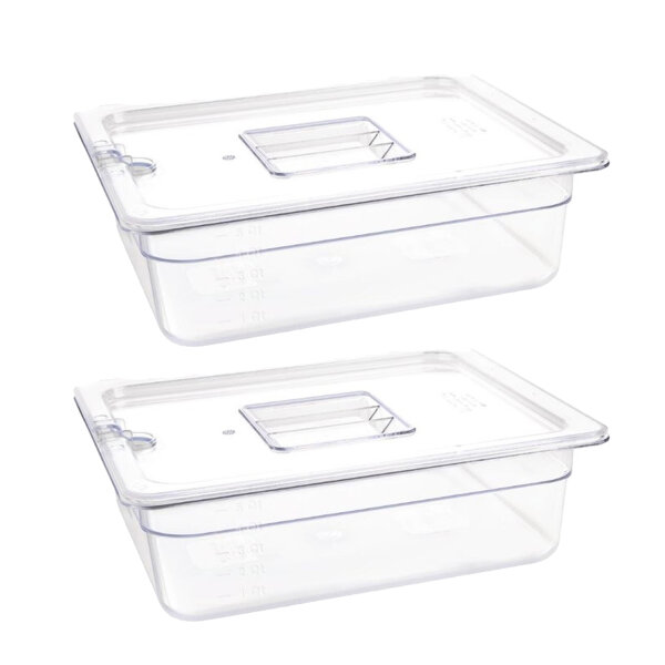 Vogue GN-Behälter GN1/2 mit Deckel - 10cm - 2 Behälter - Polycarbonat