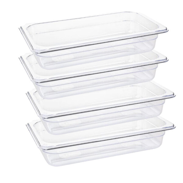 Vogue GN-Behälter GN1/3 - 6,5cm - 4 Behälter - Polycarbonat