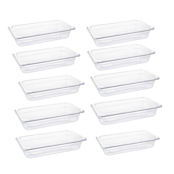 Vogue GN-Behälter GN1/3 - 6,5cm - 10 Behälter - Polycarbonat