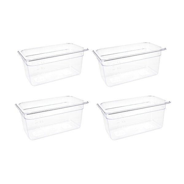 Vogue GN-Behälter GN1/3 - 15cm - 4 Behälter - Polycarbonat