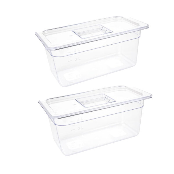 Vogue GN-Behälter GN1/3 mit Deckel - 15cm - 2 Behälter - Polycarbonat
