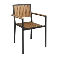 Bolero Stahl- und Akazienholzstühle mit Armlehnen + 1 Tisch 120x80cm - 1 Set
