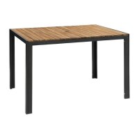 Bolero Stahl- und Akazienholzstühle mit Armlehnen + 1 Tisch 120x80cm - 1 Set