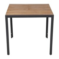 Bolero Stahl- und Akazienholzstühle mit Armlehnen + 1 Tisch 80x80cm - 1 Set