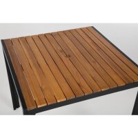 Bolero Stahl- und Akazienholzstühle mit Armlehnen + 1 Tisch 80x80cm - 1 Set