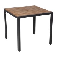 Bolero Stahl- und Akazienholzstühle mit Armlehnen + 1 Tisch 80x80cm - 1 Set
