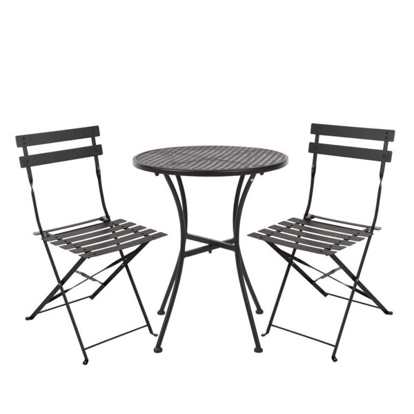 Bolero Steel Outdoor Dining Set Schwarz Tisch und zwei Stühle - 1 Set