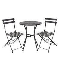 Bolero Steel Outdoor Dining Set Schwarz Tisch und zwei...