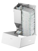 MediQo-line Tampon- und Bindenspender klein - Edelstahl - weiß - incl. Füllung
