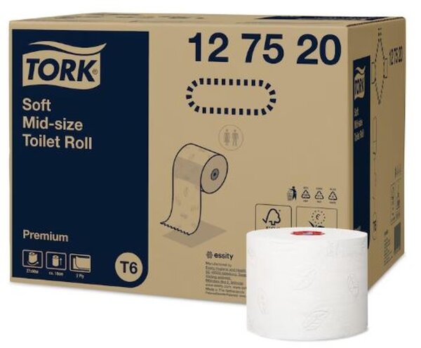 Tork Mid-size weich Toilettenpapier Premium - 2-lagig - 27 Rollen
