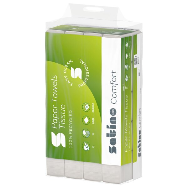 Satino Papierhandtücher - W-Falz - 100% recycled - 2-lagig - 3000 Handtücher