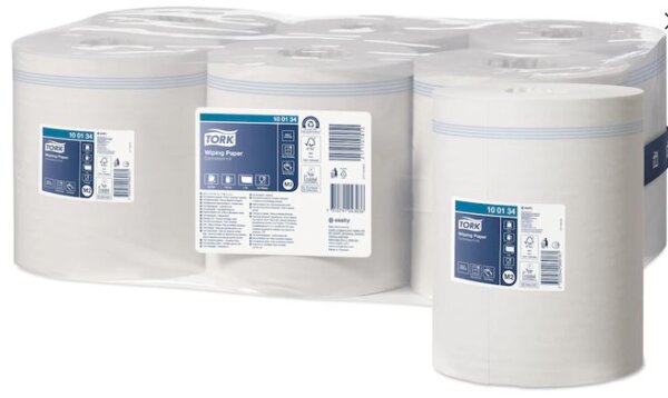 Tork Wiping Center-Pull Papierrollen - 1-lagig - 19 cm breit - weiß - 6 Rollen