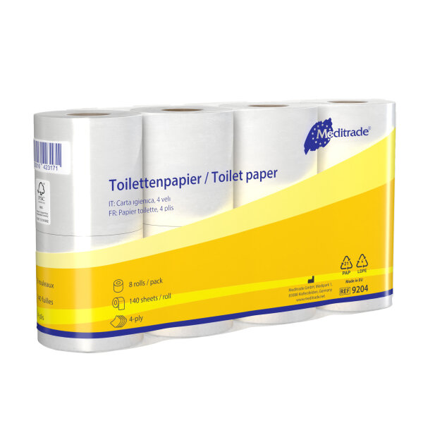 Hochwertiges Toilettenpapier - weiß - 4-lagig - 100%-Zellstoff - 56 Rollen