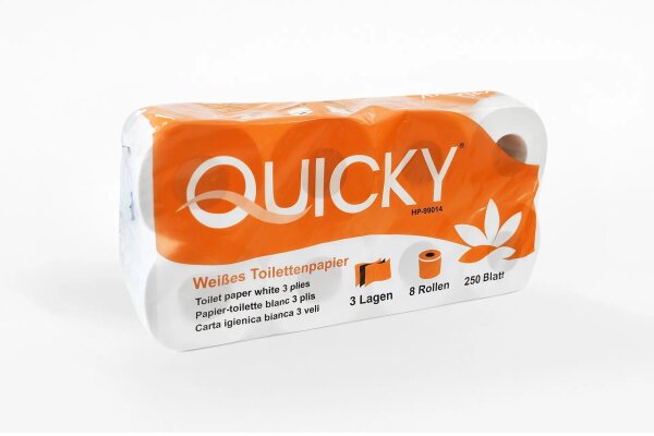 Toilettenpapier QUICKY - 3-lagig - hochweiß - 2112 Rollen - 1 Palette