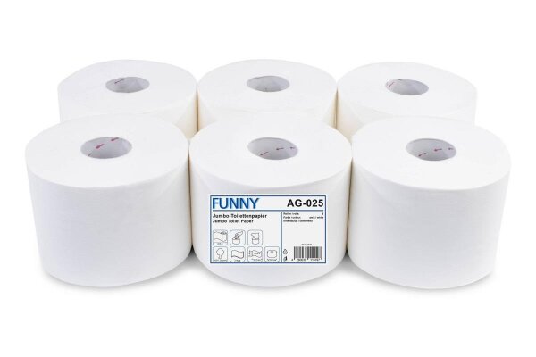 Jumbo Toilettenpapier FUNNY - 2- lagig - 1 Palette - 384 Rollen - Centerfeed