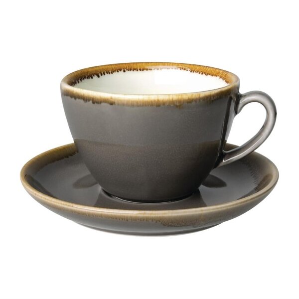Olympia Kiln Cappuccinotassen + Untertassen Rauch - 23cl - Porzellan - 6 Sets
