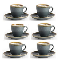 Olympia Kiln Espressotassen + Untertassen Ozean - 8,5cl -...