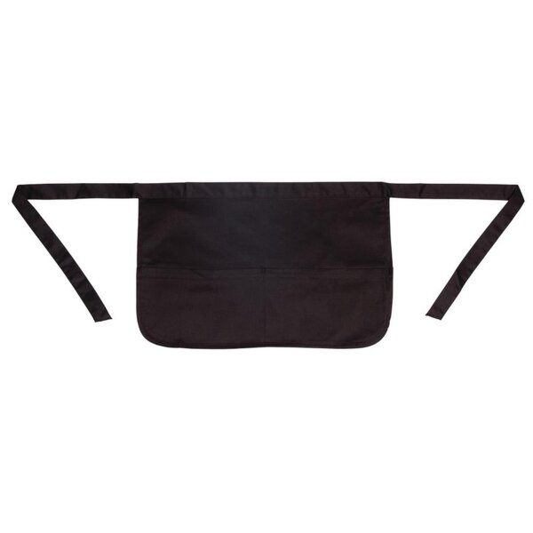 Whites Taillenschürze kurz mit Geldtasche - Schwarz - 5 Schürzen - 450 x 305mm