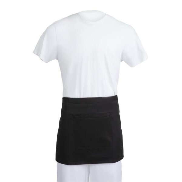 Whites Taillenschürze mit 2 Taschen - schwarz - 5 Schürzen - 750(B) x 373(L)mm