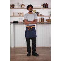 Southside kurze Bistroschürze Denim blau mit hellbraunen Bändern - 5 Schürzen