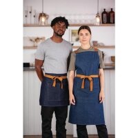 Southside kurze Bistroschürze Denim blau mit hellbraunen Bändern - 5 Schürzen