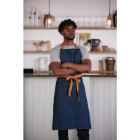 Southside Latzschürze Denim blau mit hellbraunen Bändern - 3 Schürzen