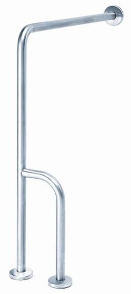 MediQo-line Wand - Bodenhaltegriff mit extra Stützstange links - Edelstahl
