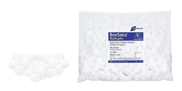 4000 BeeSana Mulltupfer - 20-fädig - 100 % Baumwolle - unsteril - 10 x 10 cm