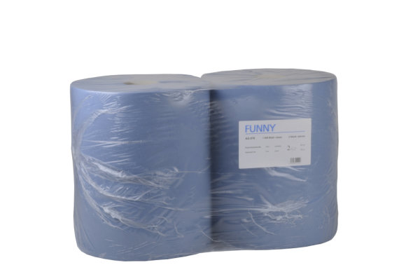 2 Industriepapierrollen FUNNY - Putzpapier - blau - 36 cm breit - 2 - lagig
