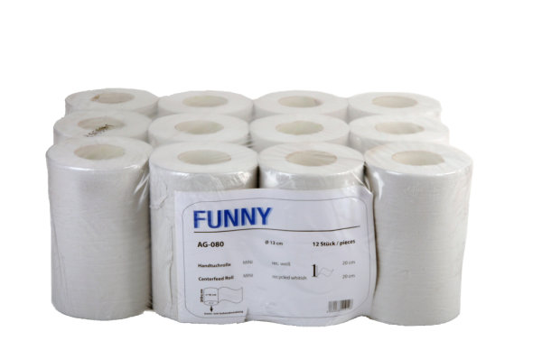 12 Handtuchrollen MINI - Papierhandtuchrollen FUNNY - weißlich - Innenabwicklung
