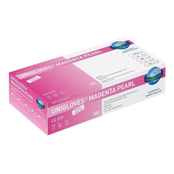 1000 Unigloves Magenta Pearl Nitrilhandschuhe - unsteril - puderfrei - latexfrei - Gr. M - Einmalhandschuhe