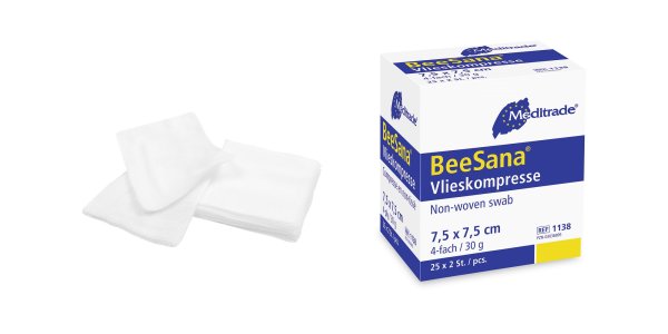 BeeSana Vlieskompressen - steril - 4-fach od. 6-fach - 30 g - verschiedene Größen