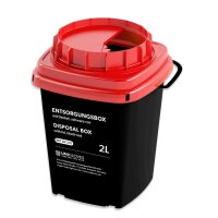 60 Entsorgungsboxen - schwarz - eckig - roter Deckel -...