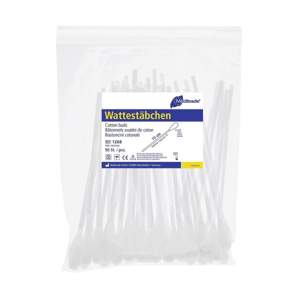 5000 Wattestäbchen - großer Kopf - 15 cm - unsteril - Kunststoffgriff