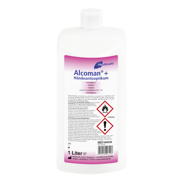 Alcoman+ - Handdesinfektion - 10 x 1000 ml - Händedesinfektionsmittel - Desinfektionsmittel