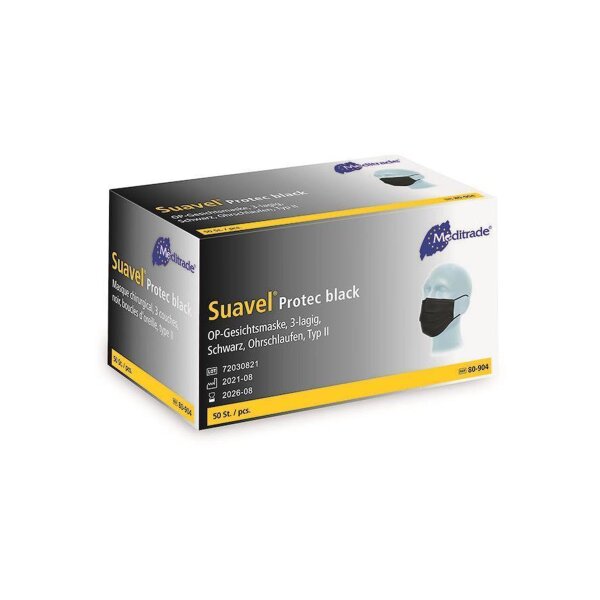 1000 Suavel Protec Black - latexfrei - unsteril - Typ II - 3-lagig - Mundschutz