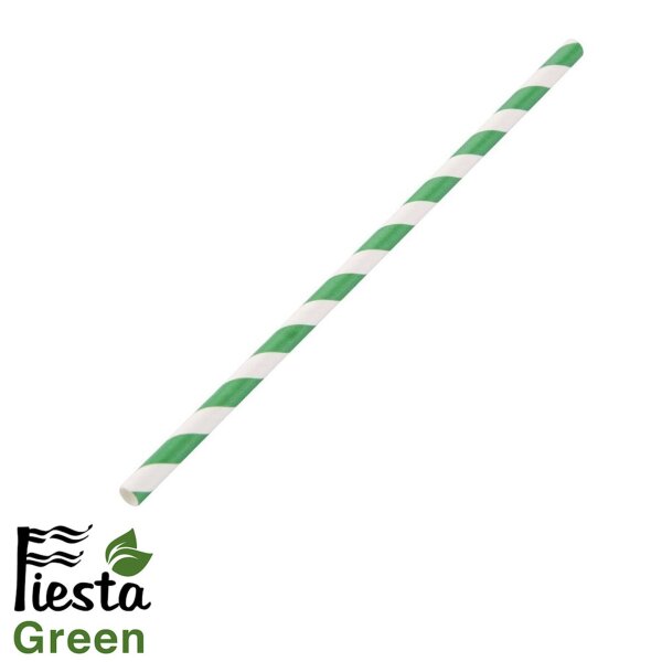1000 Fiesta Green Kompostierbare Papiertrinkhalme - grün geringelt