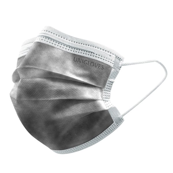 50 Mundschutz Unigloves Profil Plus - Gesichtsmasken - latexfrei - grau