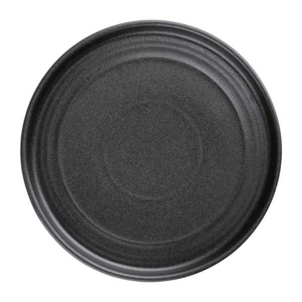 4 Olympia Cavolo flache, runde Teller | schwarz | 27cm | Porzellan