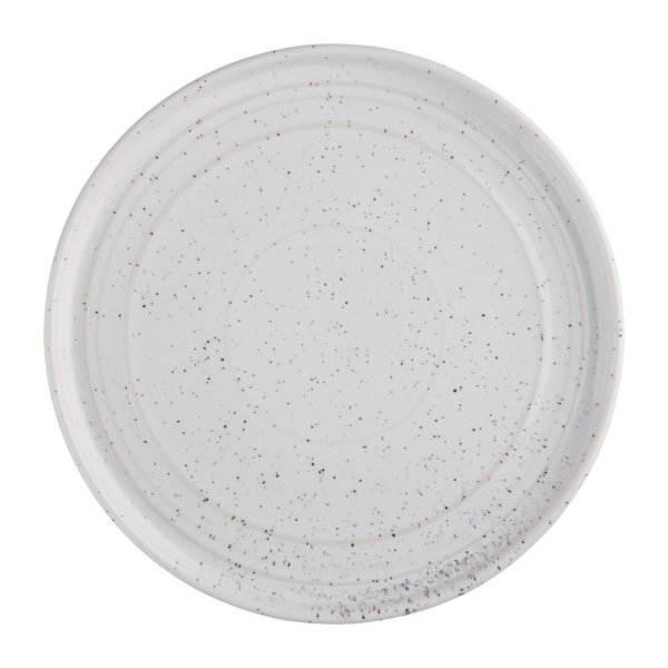 6 Olympia Cavolo flache, runde Teller | weiß gesprenkelt | 22cm | Porzellan