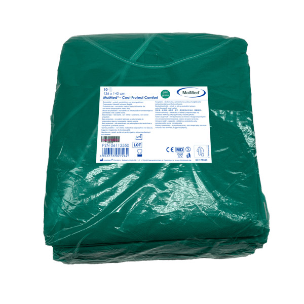 MaiMed - Coat Protect Comfort | 100 Schutzkittel | grün | Vlies | 120 x 140 cm