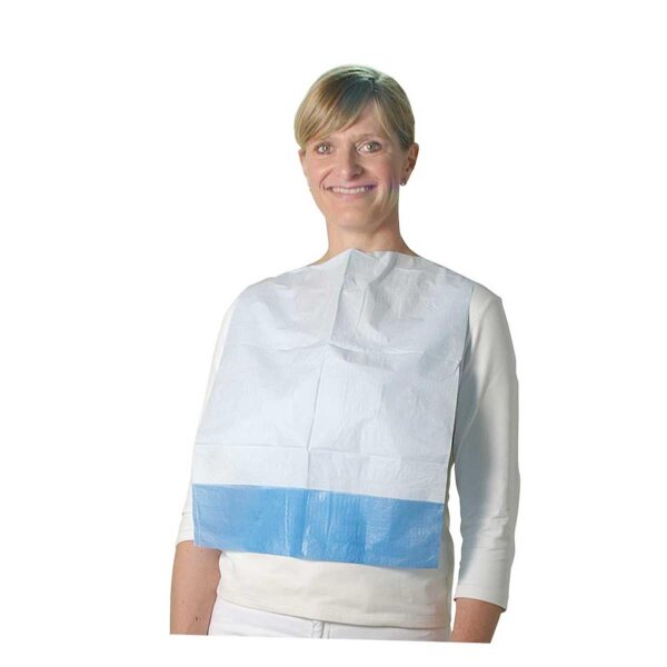 500 Unigloves Esslätzchen - 40 x 60 cm - weiß/blau - Lätzchen