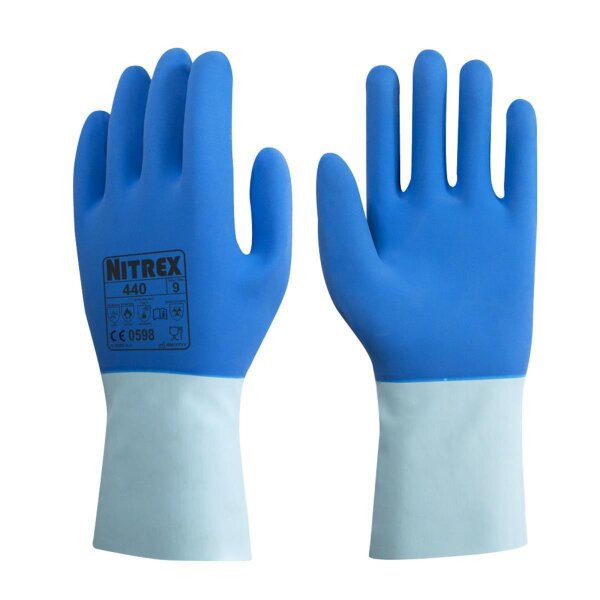 Arbeitshandschuhe - 10 Paar Nitrex 440 - blau - Gr. S - XXL - Industriehandschuhe