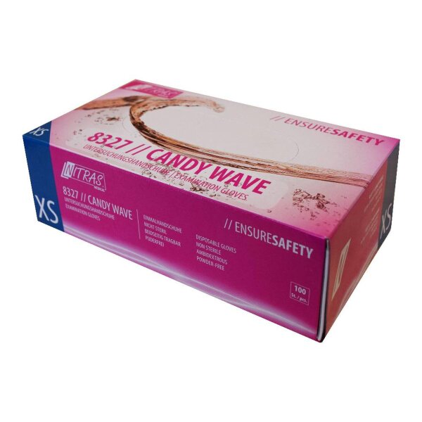 1000 Nitras CANDY WAVE Nitrilhandschuhe - Gr. M - pink - Einweghandschuhe